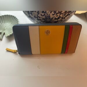 Tory Burch Striped Zip Wallet